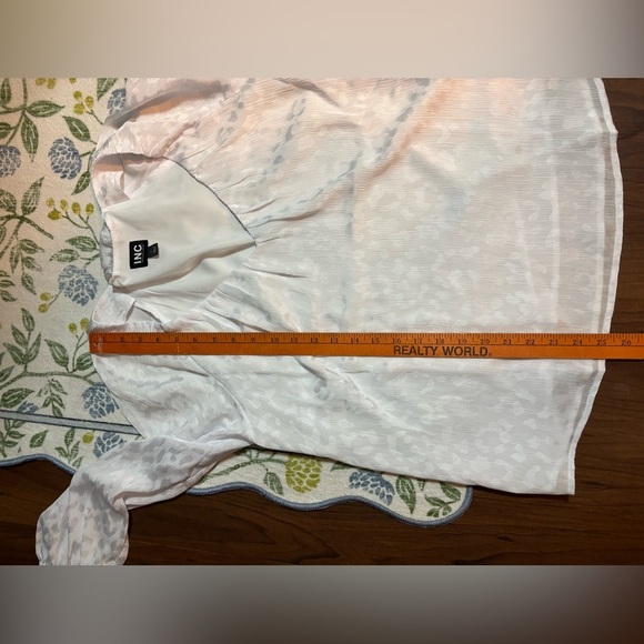 INC International Concepts Cream Ruffled Blouse V Neck - Picture 6 of 6